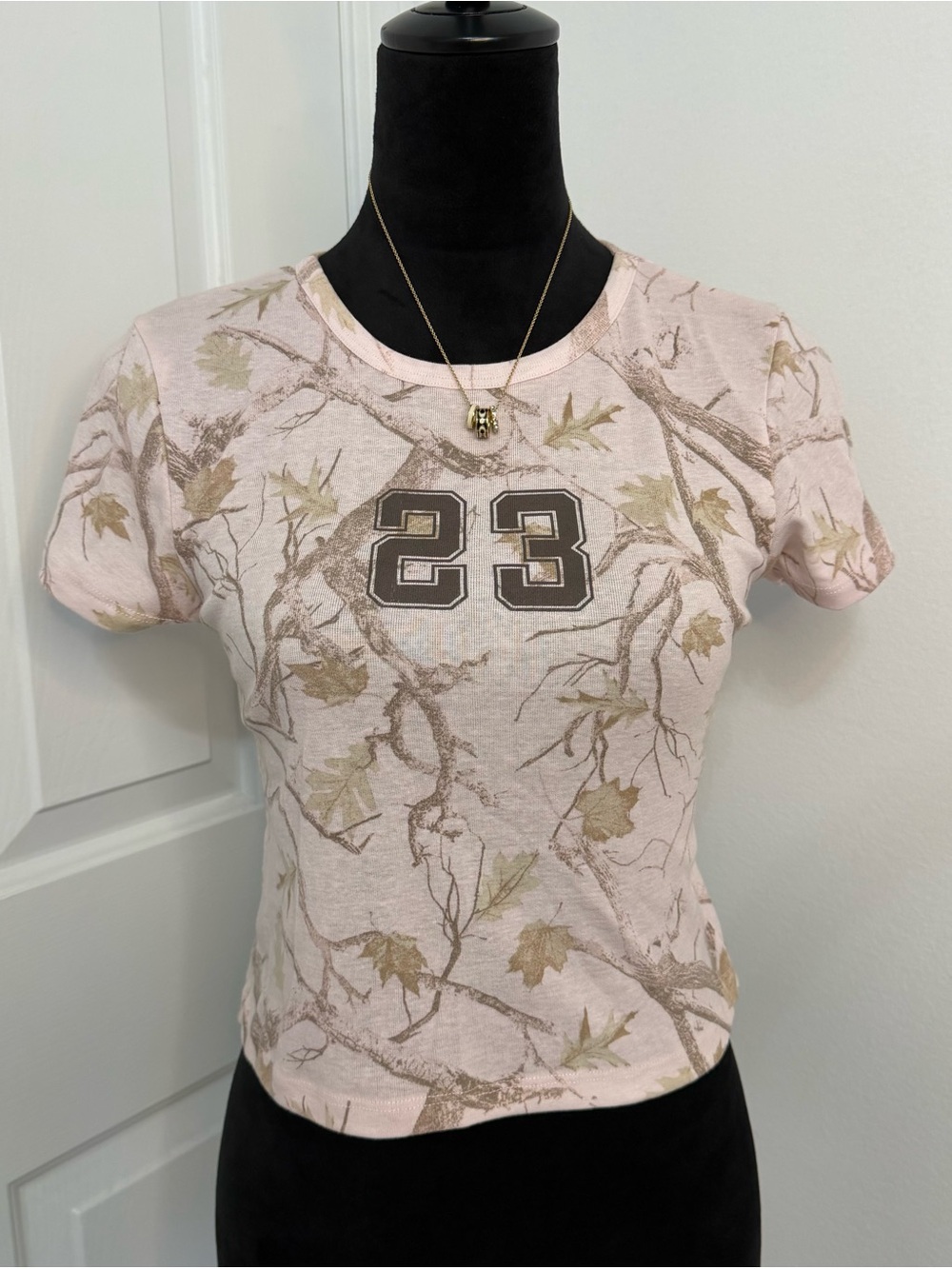 pink Camo Womens baby tee